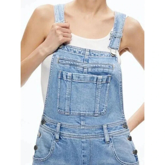 Alice + Olivia Wesson Straight Leg Dungaree Overall Jumpsuit Denim Size 30/L - Picture 3 of 15